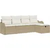 Image de vidaXL Ensemble de canapé de jardin avec coussins avec mémoire 5 pcs Beige Poly Rattan