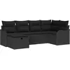 Image de vidaXL Ensemble de canapé de jardin avec coussins 6 pcs noir Poly rotin