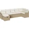 Image de vidaXL Ensemble de canapé de jardin avec coussins avec mémoire 7 pcs Beige Poly Rattan