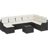 Image de vidaXL Ensemble de canapé de jardin avec coussins 9 pcs noir poly rotin