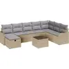 Image de Ensemble de canapé de jardin vidaXL, 9 pièces, beige, en polyrotin