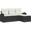 Image de vidaXL Ensemble de canapé de jardin avec coussins 4 pcs noir Poly rotin