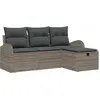 Image de vidaXL Ensemble de canapé de jardin avec coussins avec mémoire 4 pcs Gris Poly Rattan