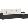 Image de vidaXL Ensemble de canapé de jardin avec coussins 5 pcs noir Poly rotin