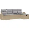 Image de Ensemble de canapé de jardin vidaXL, 5 pièces, beige, en résine tressée