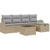 Image de Ensemble de canapé de jardin vidaXL, 6 pièces, beige, en polyrotin