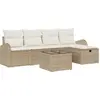 Image de vidaXL Ensemble de canapé de jardin avec coussins avec mémoire 6 pcs Beige Poly Rattan