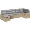 Image de Ensemble de canapé de jardin vidaXL, 7 pièces, beige, en résine tressée