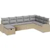 Image de Ensemble de canapés de jardin vidaXL, 8 pièces, beige, en polyrotin