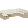 Image de Ensemble de canapés de jardin vidaXL, 8 pièces, beige, en polyrotin
