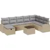 Image de Ensemble de canapés de jardin vidaXL, 9 pièces, beige, en polyrotin