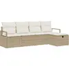 Image de Ensemble de canapé de jardin vidaXL, 5 pièces, beige, en résine tressée