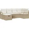 Image de vidaXL Ensemble de canapé de jardin avec coussins avec mémoire 6 pcs Beige Poly Rattan
