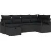 Image de vidaXL Ensemble de canapé de jardin avec coussins 6 pcs noir poly rotin