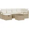 Image de vidaXL Ensemble de canapé de jardin avec coussins avec mémoire 7 pcs Beige Poly Rattan
