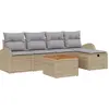 Image de Ensemble de canapés de jardin vidaXL, 6 pièces, beige, en polyrotin