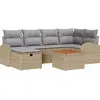 Image de Ensemble de canapé de jardin vidaXL, 7 pièces, beige, en résine tressée