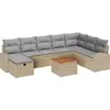 Image de Ensemble de canapé de jardin vidaXL, 9 pièces, beige, en polyrotin