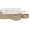 Image de Ensemble de canapés de jardin vidaXL, 6 pièces, beige, en polyrotin