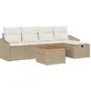 Image de vidaXL Ensemble canapé de jardin avec coussins et coffre de rangement 6 pièces Beige Polyrotin