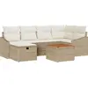 Image de vidaXL Ensemble de canapé de jardin avec coussins avec mémoire 7 pcs Beige Poly Rattan