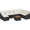 Image de vidaXL Ensemble de canapé de jardin avec coussins 9 pcs noir poly rotin