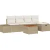 Image de vidaXL Ensemble canapé de jardin avec coussins et coffre de rangement 6 pièces Beige Polyrotin