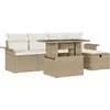Image de vidaXL Ensemble de canapé de jardin avec coussins avec mémoire 6 pcs Beige Poly Rattan