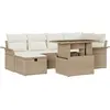 Image de vidaXL Ensemble de canapé de jardin avec coussins avec mémoire 7 pcs Beige Poly Rattan