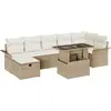 Image de vidaXL Ensemble de canapé de jardin avec coussins avec mémoire 8 pcs Beige Poly Rattan