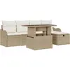 Image de vidaXL Ensemble de canapé de jardin avec coussins avec mémoire 6 pcs Beige Poly Rattan