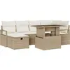 Image de vidaXL Ensemble de canapé de jardin avec coussins avec mémoire 7 pcs Beige Poly Rattan