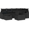 Image de vidaXL Ensemble de canapé de jardin avec coussins 7 pcs noir poly rotin