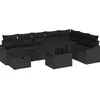 Image de vidaXL Ensemble de canapés de jardin 9 pcs Noir Poly-Rotin