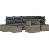 Image de vidaXL Ensemble de canapés de jardin 7 pcs Gris Poly-Rotin