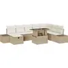 Image de Ensemble de canapés de jardin vidaXL, 9 pièces, beige, en polyrotin