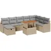 Image de Ensemble de salon de jardin vidaXL, 9 pièces, beige, en résine tressée