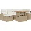 Image de vidaXL Ensemble de canapés de jardin 7 pcs Beige Poly-Rotin