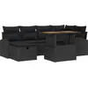 Image de vidaXL Ensemble de canapés de jardin 7 pcs noir poly rotin