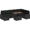 Image de vidaXL Ensemble de canapés de jardin 9 pcs Noir Poly-Rotin
