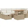 Image de vidaXL Ensemble de canapés de jardin 7 pcs Beige Poly-Rotin