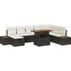 Image de vidaXL Ensemble de canapé de jardin avec coussins 9 pcs noir poly rotin
