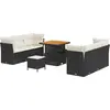 Image de vidaXL Ensemble de canapé de jardin avec coussins 9 pcs noir poly rotin