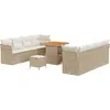 Image de Ensemble de canapés de jardin vidaXL, 11 pièces, beige, en polyrotin