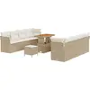 Image de Ensemble de canapés de jardin vidaXL, 11 pièces, beige, en polyrotin