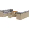 Image de Ensemble de canapés de jardin vidaXL, 11 pièces, beige, en polyrotin
