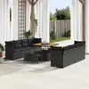 Image de vidaXL Ensemble de canapé de jardin 11 pcs Noir Poly-Rotin