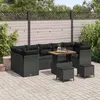 Image de vidaXL Ensemble de canapé de jardin 10 pcs Noir Poly-Rotin
