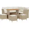 Image de Ensemble de canapés de jardin vidaXL, 9 pièces, beige, en polyrotin