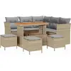 Image de vidaXL Ensemble de canapé de jardin 9 pcs Beige Poly-Rattan